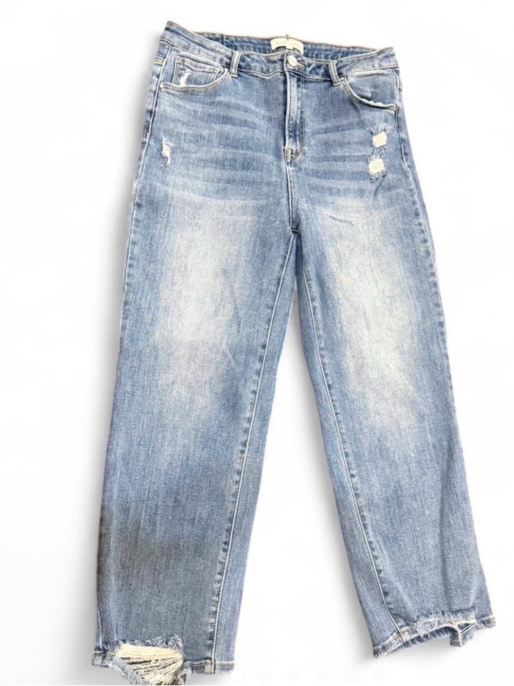 Light Blue Distressed Boyfriend Jeans